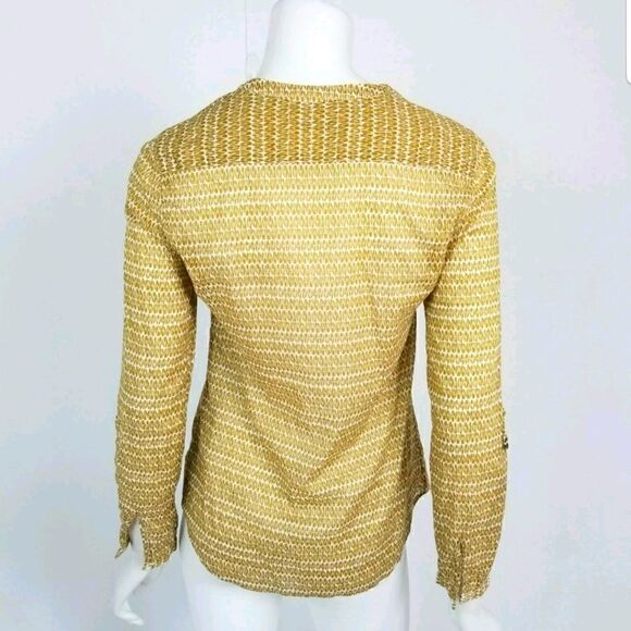 Holding Horses Anthropologie Womens Size 0 Mustard Yellow Tulip Popover Blouse  - Picture 2 of 6